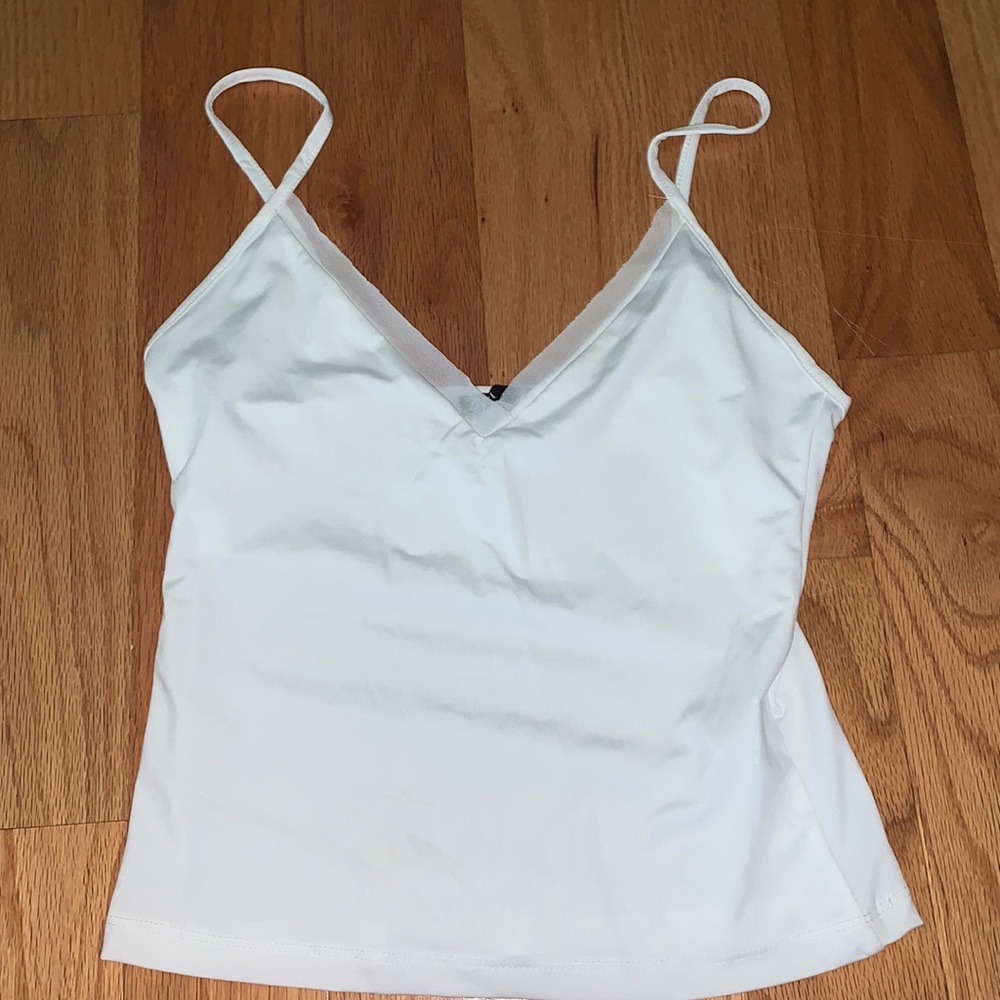Zara mesh line white tank top